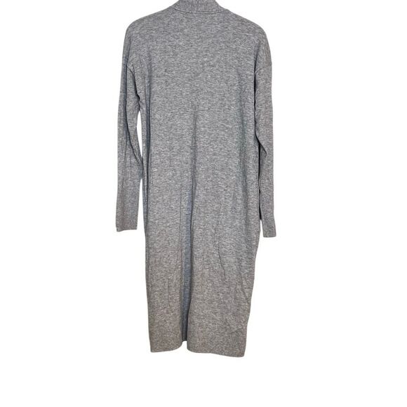 A New Day Heather Ribbed Trim Open Front Long Sleeve Duster Cardigan Gray Large - Picture 8 of 8
